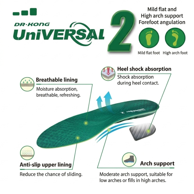 DR.KONG UNIVERSAL 2 MILD FLAT FOOT HIGH ARCH FOOT INSOLES DK-1I10A5002AX