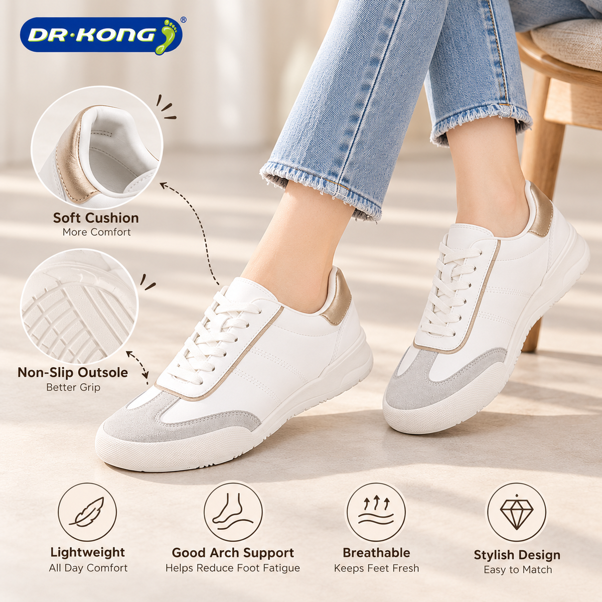 DR.KONG WOMEN COMFORT CASUAL SHOES DK-1W50B1009AW