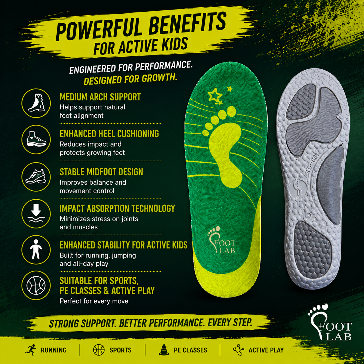 FTL-SPORT KIDS (Foot Lab Active Sport Insoles)